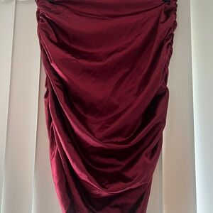 SHEIN Red Midi Pencil Skirt Ruched Cocktail